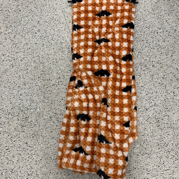 Halloween Spooky Black Bats Buffalo plaid orange Throw Blanket Retro Fleece Goth - Picture 9 of 11